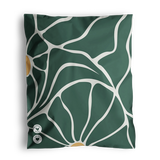 The SALE - Forest Grove Mailers from impack.co are perfect for adding a touch of style to any home while ensuring safe transit protection. These green cushions with white abstract lines and yellow circles offer both versatility and flair. Dimensions: 10" x 13".