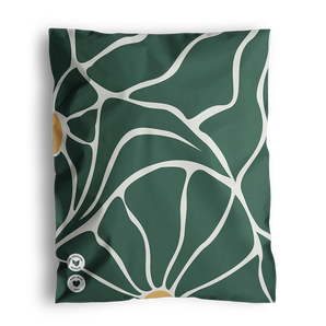 The SALE - Forest Grove Mailers from impack.co are perfect for adding a touch of style to any home while ensuring safe transit protection. These green cushions with white abstract lines and yellow circles offer both versatility and flair. Dimensions: 10" x 13".