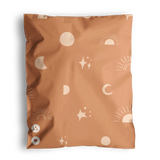 A patterned cushion with Celestial Tan Mailers 10" x 13" designs on a recyclable background from impack.co.