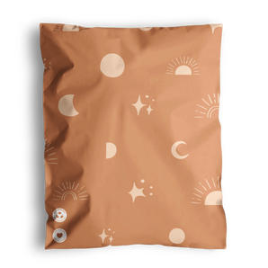 A patterned cushion with Celestial Tan Mailers 10" x 13" designs on a recyclable background from impack.co.
