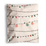 The impack.co SALE - Christmas Light Strings Biodegradable Mailers (10" x 13", US) offer festive, eco-friendly packaging for medium shipments, featuring colorful holiday lights and snowflakes on a beige background.