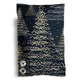The impack.co "SALE - Christmas Tree Biodegradable Mailers 6\" x 9\" CA" feature an abstract Christmas tree pattern with dots and stars on a dark background. Accented with two white buttons displaying icons, they're ideal for an eye-catching, holiday-themed mailing experience.