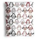 Pair your gift with impack.co's Imperfect Penguins Mailers (14.5" x 19") for a coordinated look—featuring charming penguins in brown, grey, and black on white for an adorable presentation.
