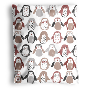 Pair your gift with impack.co's Imperfect Penguins Mailers (14.5" x 19") for a coordinated look—featuring charming penguins in brown, grey, and black on white for an adorable presentation.