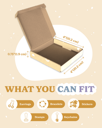 A ABC Box Celestial 4" x 4" - Small with impack.co print design that enhances its aesthetics for reduced shipping costs.