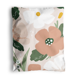 The Fall Sale "Pastel Petals Mailers" 10" x 13" by impack.co showcase a peach and white floral design with green leaves. Eco-friendly labels highlight the usage of biodegradable materials for transit protection.