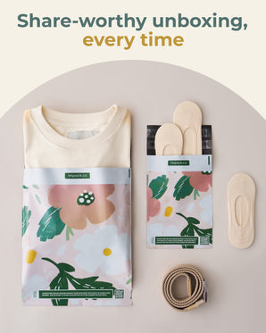 SALE - Pastel Petals Mailers 6" x 9" by impack.co: Stylish mailers with a floral design, ideal for memorable unboxings and sustainably packaged every time.