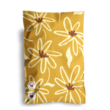 A yellow product featuring white and brown Golden Pencil Floral designs on a plain background, inspired by impack.co's SALE - Golden Pencil Floral Mailers 6" x 9".