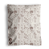 The Wildflower Biodegradable Mailers by impack.co, measuring 10" x 13", exude rustic charm with their beige fabric adorned with various brown floral and plant patterns.
