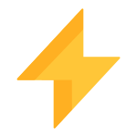 A simple yellow lightning bolt icon on a plain white background.