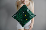 A woman is holding up a Midnight Lush Mailers 14.5" x 19" bag with stars on it from impack.co.