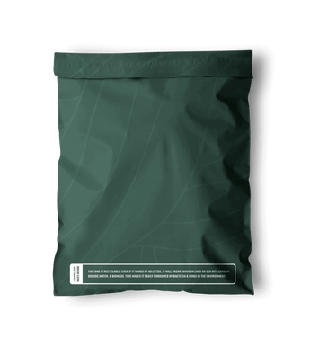 Back view of an Olive Leaf Biodegradable Mailers 14.5" x 19" with a green pattern on it from impack.co.